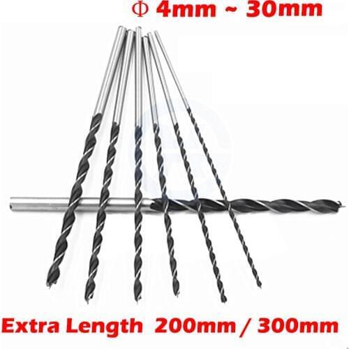 25mm 26mm 28mm 30mm High Carbon Steel 300mm Length Wood Woodwork Drilling Tool Straight Shank Twist Three Brad Point Drill Bit