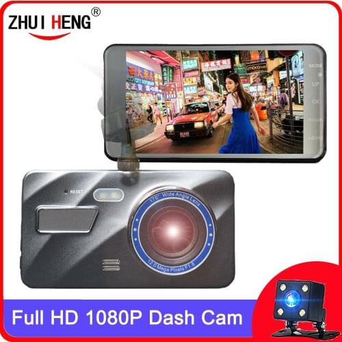 4 Inch IPS Dual Lens FHD 1080P Dash Cam Video Recorder With LED Night Vision Rear View Camcorder Auto Camera Car DVR Registrator