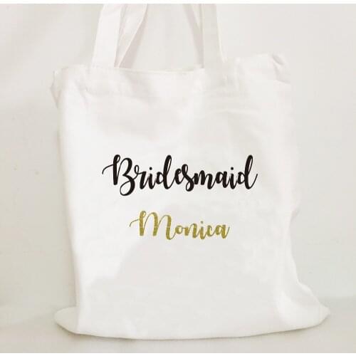 5pcs lot custom glitter logo canvas bag proposal maid of honor Bridesmaid gifts personalized gift for wedding party