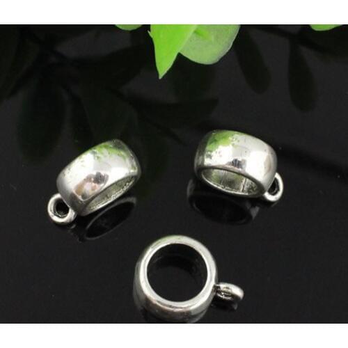 50pcs/lot Zinc Alloy Silver Tone Charm Pendant Bails Cord end For Necklace DIY Jewelry Making Accessories Big Hole:5mm K05019