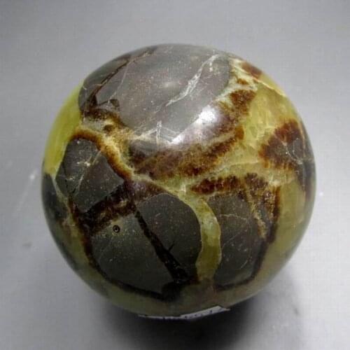 671g / 77mm Septarian Dragon Stone Golden Calcite Sphere - crystals and stones healing Mineral specimen Home Decor XX0401/27