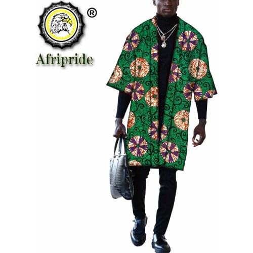 African Clothes for Men Dashiki Jacket Print Half Sleeve Open Front Ankara Attire Bazin Riche Outwear Oversized Coats S2014010