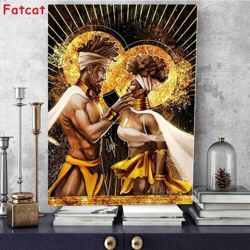 DIY 5D Diamond Painting South African Tribal Couple Full Square Diamond Embroidery Picture Of Rhinestones Festival Gifts PP2201