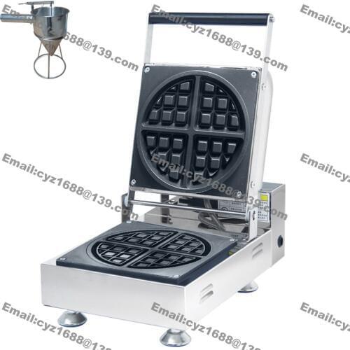 Free Shipping Commercial Nonstick 110v 220v Electric 17cm Round Belgium Waffle Maker Baker Machine Iron w/ Batter Dispenser