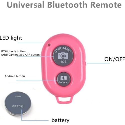 Bluetooth Remote Control Button Wireless Controller Self-Timer Camera Stick Shutter Release Phone Monopod Selfie for ios android
