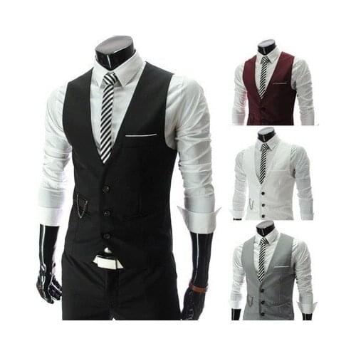 New Arrival Formal Business Vests For Men Slim Fit Mens Vest Only Male Waistcoat Gilet Homme Casual Sleeveless Jacket For Men
