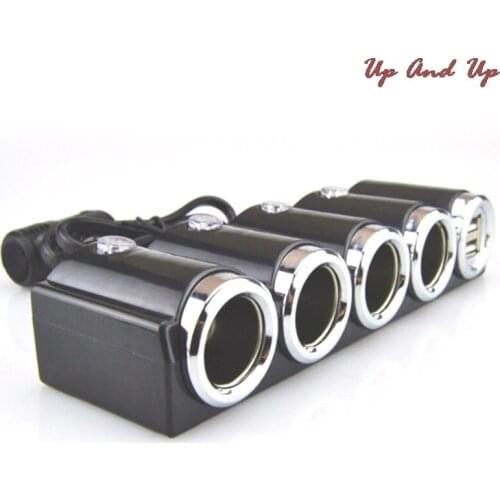 Doul USB Multi Socket Car Cigarette Lighter Splitter Plug Adapter Charger Socket Power Charger Adapter 1pc 4in1 DC 12V/24V