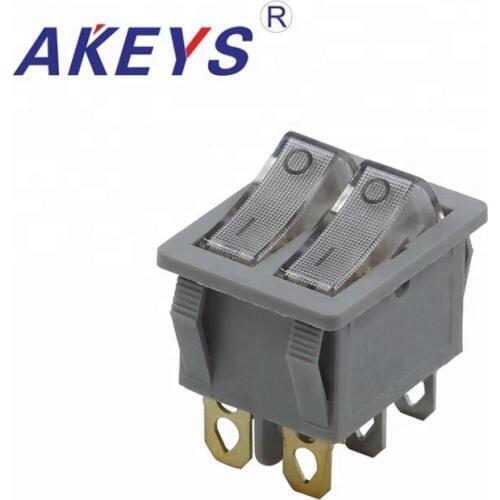10PCS KCD4-202-6P 31*25mm gray 6 pins Double position Rocker Switch illuminated Boat Switch