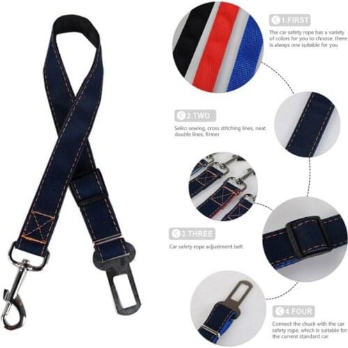 Denim Pet Dog Car Seat Restraint Seat Belt Car Safety Rope Travel Traction Belt Adjustable Puppy Rope Pet Accessories Supplies
