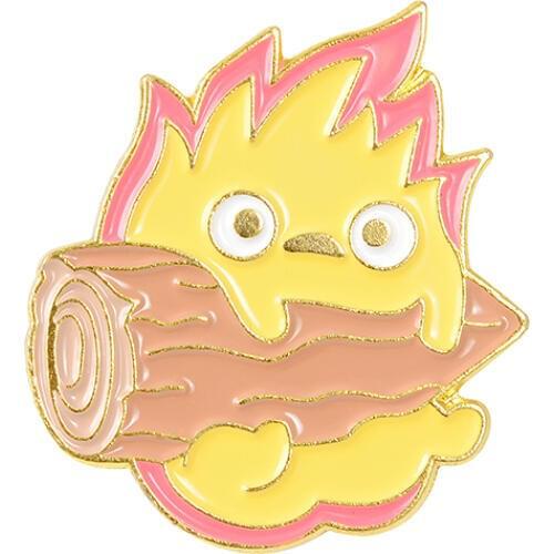 Calcifer Lapel Pin Enamel Brooches Cartoon Movie Howl Pin for Clothes Backpack Badges Elf Jewelry Gift For Friends Kids