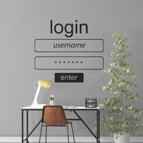Login Form Office Wall Stickers Living Room Bedroom Home Decor Kids Children Room Wall Decals DIY Game Funny Wall Art Murals