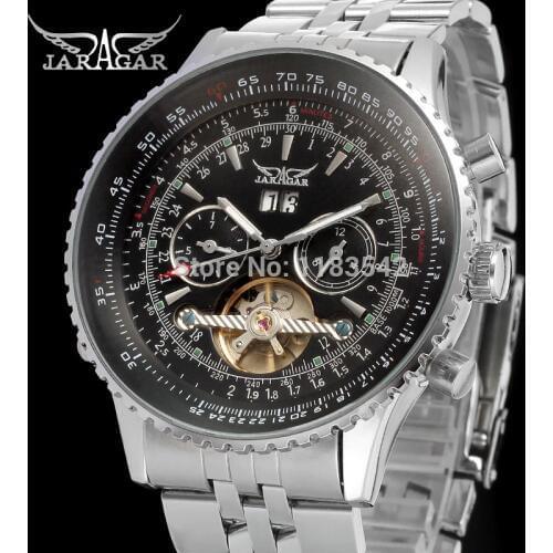 JARGAR JAG034M4S2 Automatic fashion dress wristwatch silver watch with stainless steel band for men hot selling free ship