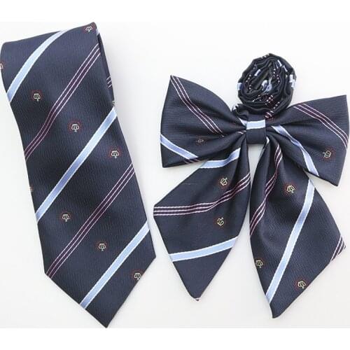 JK Bow Tie Striped Solid Uniform Collar Butterfly Cravat Japanese High School Girls Students Preppy Chic Free of Tying a Knot