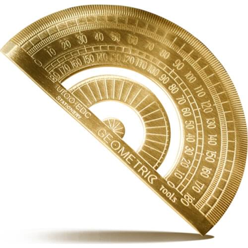 Brass Golden Retro Semicircle Protractor Math Protractors 180 Degree Angle Measurement Drawing Stationery Math Geometry Gift