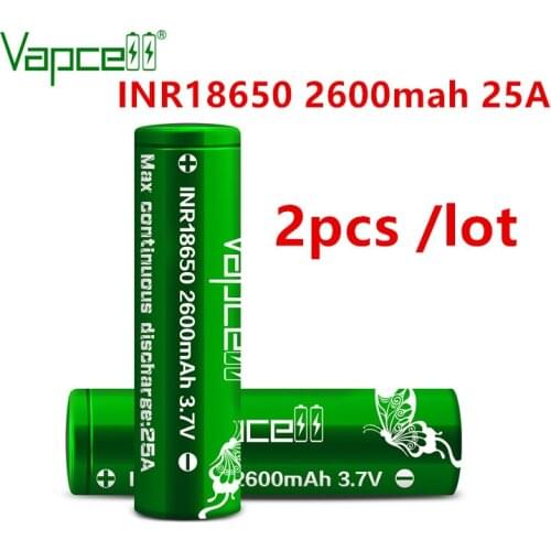 2pcs/lot Free shipping Vapcell original 18650 2600mah 25A Rewrap p26a battery pk vtc5A vtc6A 3.7v lithium rechargeable batteries