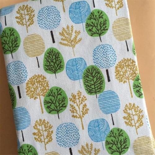 Linen Cotton Printed Fabric Tree Printed Canvas Fabric Telas Sewing Cotton Linen Cloth For Home Textile Decoration Tablecover