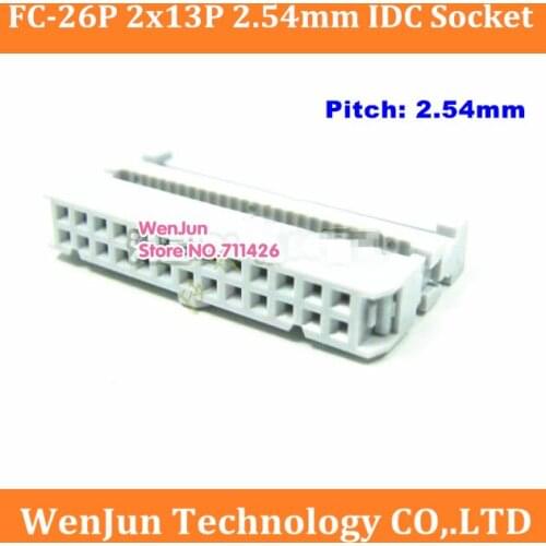 Best price for 2.54mm IDC Socket FC-26P 26pin 2x13P Adapter FC-26P 26pin ISP / JTAG Plug Conector High quality 20pcs/lot