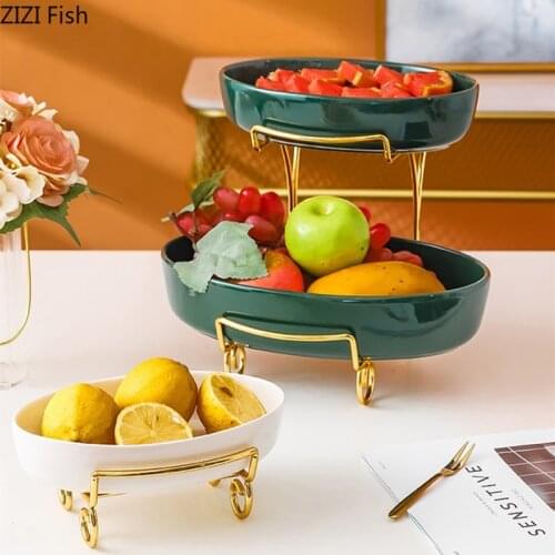 Multi-layer Fruit Plate Ceramic Fruit Tray Party Dessert Candy Plate Cake Display Stand Home Modern Tableware Desktop Decoration