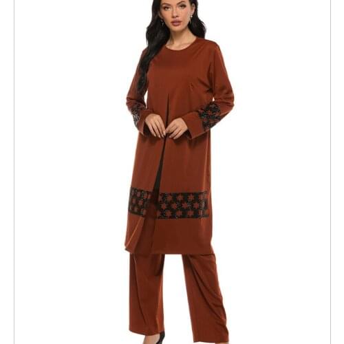 Muslim Suit Two Piece Set Of Womens Clothing With Hot Stamping And Printing