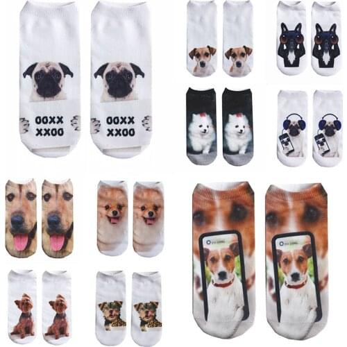 Hot Selling 3D Printing Women Socks Pet Design Short Meias Fashion Low Ankle Kids Funny Sock Unisex Christmas Gift Socks