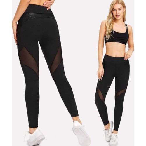 2021 New Womens Net Sexy Perspective Sports Leggings High Waist Casual Pants Solid Sports Wear Womens Gym Push-ups Yoga Pants