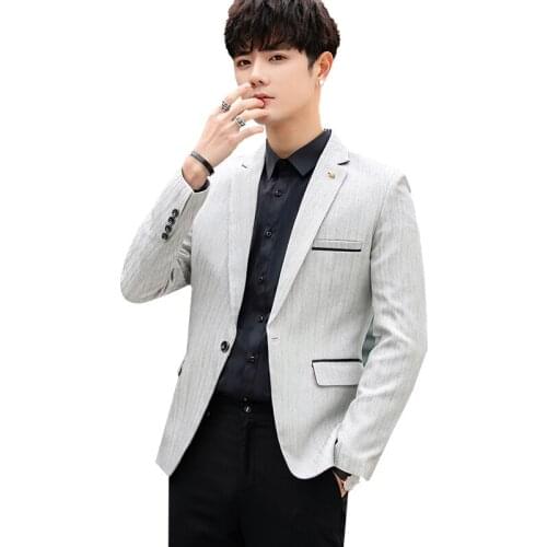 2020 Spring and Autumn New Mens Fashion Trends High Quality Blazer Homme Slim Pocket Decorative Mens Blazer