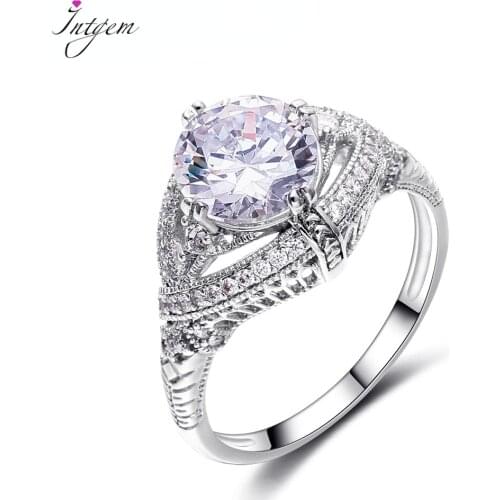 New Listing Fashion Noble Large Round 9MM Zircon Ring Female Girl Engagement Wedding Party Anniversary Jewelry Gifts Wholesale
