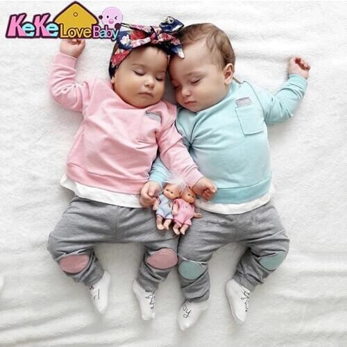 Newborn Infant Clothes Baby Boys Girls Clothing Sets Cute Long Sleeve T-Shirt Tops + Long Pants 2Pcs Toddler Outfits Set