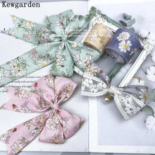 Kewgarden Wholesale Floral Linen Ribbon 1-1/2" 40mm Handmade Sewing Crafts Tape DIY Hair Bows Flower Accessories 25 Yards