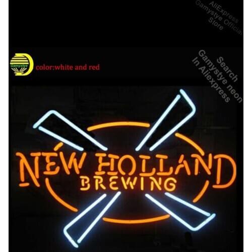 Custom New Holland Brewing Neon Sign Brand REAL GLASS Windows Garage Wall Sign Neon Signs For Home Advertise Neon Bar Pub Light