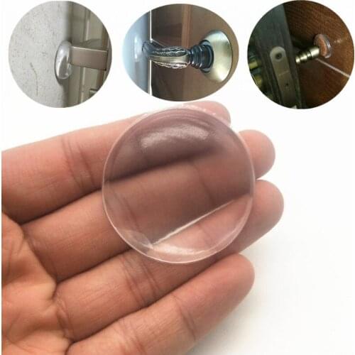6pcs Transparent Soft Silicone Wall Protector Door Handle Bumper Protective Plug Non-slip Self-adhesive Round Doors Stop Muffler