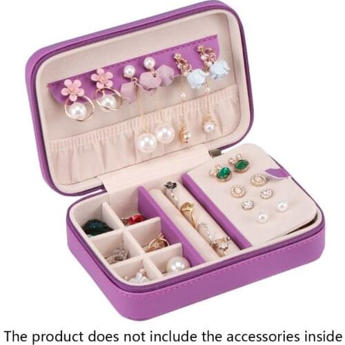 Women Girls Multi-function Simple PU Leather Jewelry Box Protable Travel Earrings Ring Necklace Storage Case Jewellery Ornaments