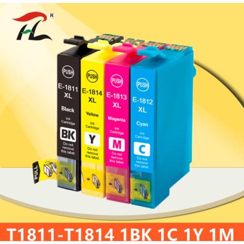 YLC 1set 18XL T1811- T1814 Compatible Ink Cartridge for EPSON XP205 XP305 XP322 XP315 XP212 XP402 XP30 XP225 XP325 XP422 printer