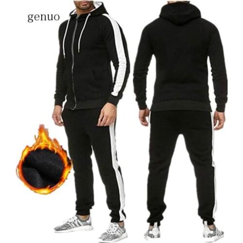 New Brand Tracksuit 2020 Fashion Hoodies For Men Sportswear Two-piece Sets Of Thick Hooded Wool + Pants Sports Suit For Men