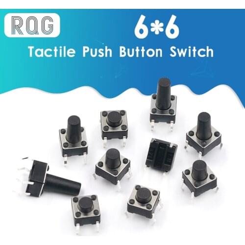 10 models 100pcs 6*6 Tact Switch Tactile Push Button Switch Kit, Height: 4.3MM~13MM DIP 4P micro switch 6x6 Key switch