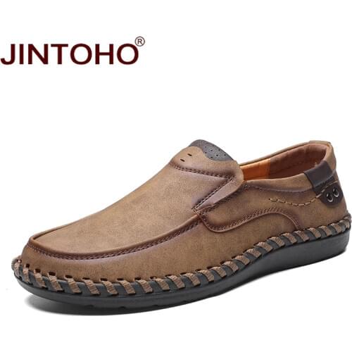 JINTOHO Fashion Brand Men Shoes Men Genuine Leather Shoes Casual Men Shoes Male Leather Shoes Slip On Men Loafers