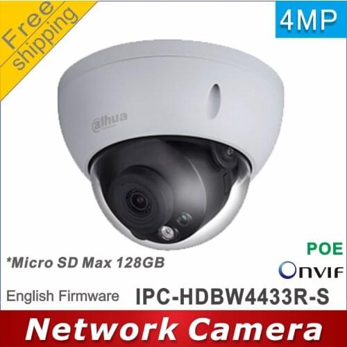 Free shipping Dahua IPC-HDBW4433R-S replace IPC-HDBW1431E 4Mp IP cctv Dome camera network camera POE H265 Micro SD Waterproof