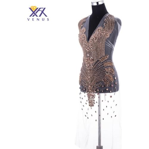 XFX VENUS 1pc beautiful flowers beaded bodice applique and crystal bodice Lady handmake Wedding Dress Accessories