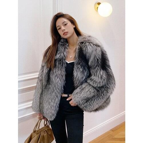 FURSARCAR Whole Skin Real Silver Fox Fur Coats For Women Natural Fox Fur Jacket Fashion Luxurious Winter Warm Outwear 2021 NEW