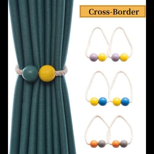 1 Pair 2 Color Ins Macaron Curtain Magnet Buckle Simple Style Curtain Clip Hanging Ball Tie Buckle Clip Home Decoration Accessor