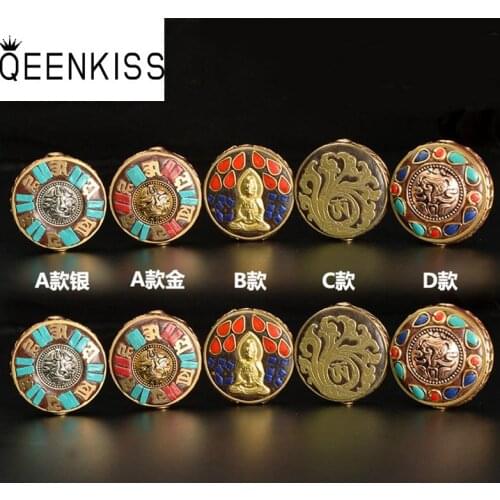 QEENKISS AC909 2021 Fine DIY Jewelry Making Accessories Findings Fittings Bracelet Necklace Loose Tibetan Bodhi Spacer Beads 1PC