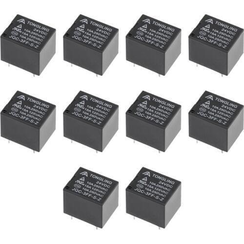 UXCELL 10Pcs Relays JQC-3FF-S-Z DC 24V Coil SPDT 5 Pin PCB Electromagnetic Power Relay Electrical Equipment Electrical Supplies