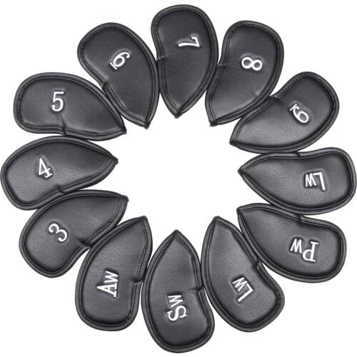 12 Pcs Deluxe Synthetic Leather Golf Iron Head Covers Club Headcover Waterproof for All Golf Iron Club