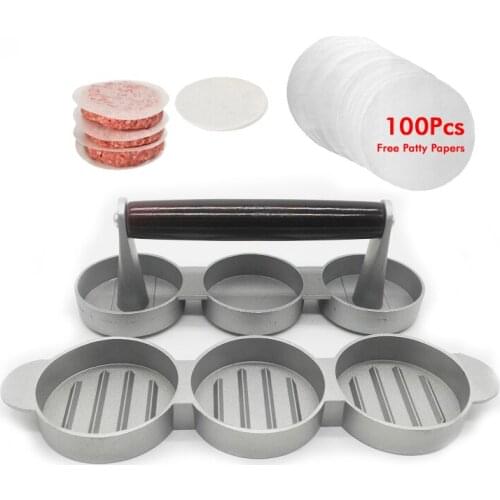 3 Burger Press Hamburger Maker Aluminum Non Stick Cakes Patty Mold for BBQ Grill Accessories DIY Home Kitchen Tool
