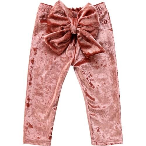 2018 New Cute Infant Baby Boys Girls Warm Velvet Bow Knot Solid Sport Bottom Pants Leggings Harem Pants Kid Trousers Out 6M-4Y