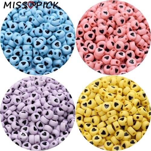 100pcs 7mm Acrylic Beads Round Multi Color Heart Loose Spacer Beads Charms for Jewelry Making DIY Bracelet Accessories Wholesale