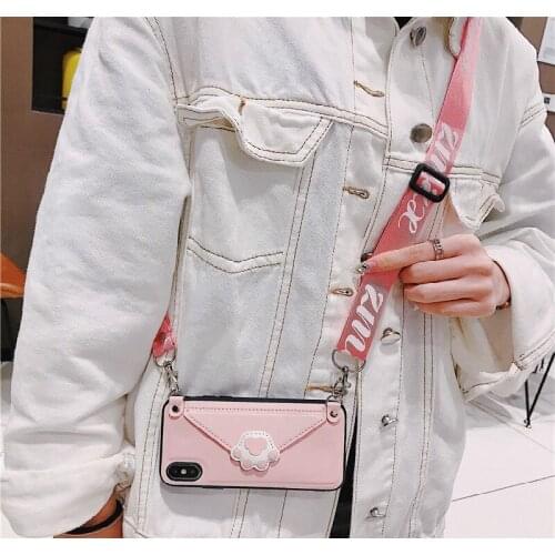 Cute Cat Paw Handbag Card package leather phone case for iphone X XR XS MAX 7 8 6 6s plus 7plus 11 Pro Crossbody bag back cover
