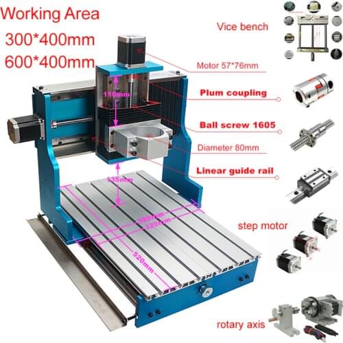 CNC 3040 Frame Linear Guideway Rail 6040 Wood Router Engraver Metal Engraving PCB Milling Machine CNC Frame Kit with step Motor