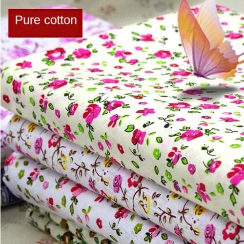 Floral Fabric By The Meter Pure Cotton 100% Kids Twill Dress Skirt Pants Flowers Printed Brocade Fabrics for Sewing Per Meters