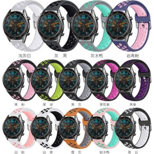 For Huawei Watch GT Two-Color Round Hole Silicone Strap 22MM Smart Watch Strap For Huawei Silicone Bracelet For Huawei Watch GT